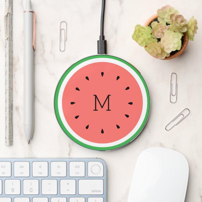 watermelon design monogram wireless charger  (Desk)