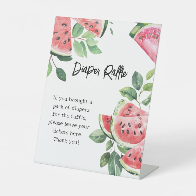 Watermelon Diaper Raffle Pedestal Sign (Front)