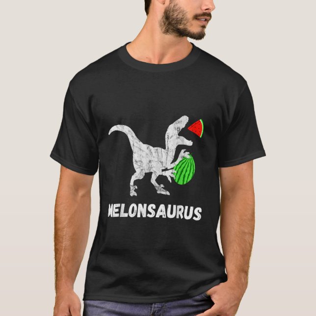 Watermelon Dinosaurs Funny Melon Dino Summer Fruit T-Shirt (Front)