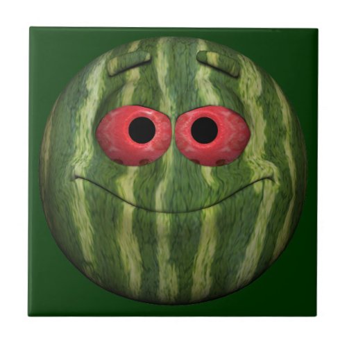 Watermelon Emoticon Ceramic Tile