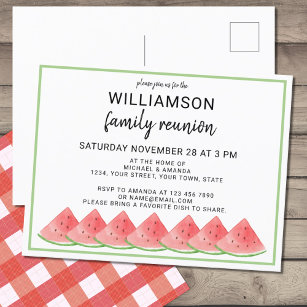 Watermelon Family Reunion Invitation Postcard