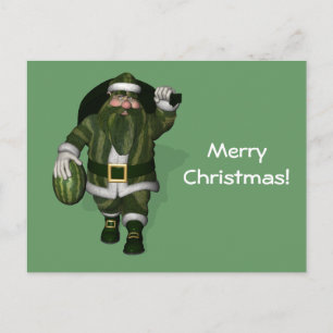 Watermelon Farmer Santa Claus Holiday Postcard