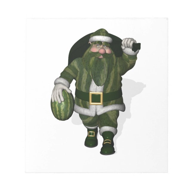 Watermelon Farmer Santa Claus Notepad (Front)