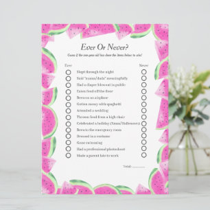 Watermelon First Birthday Ever or Never game card