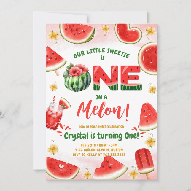 Watermelon First Birthday Invitation (Front)