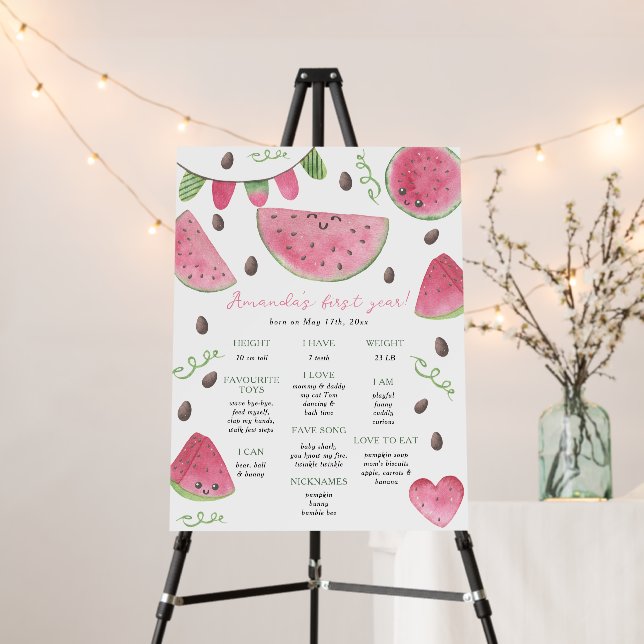 Watermelon First Birthday Milestone Birthday Foam Board (In Situ (Stand))