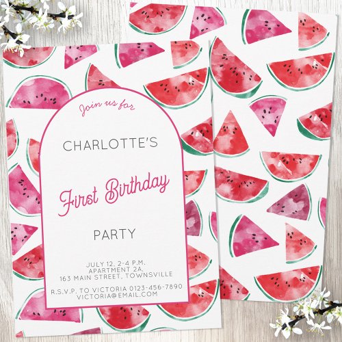 Watermelon First Birthday Party Invitation