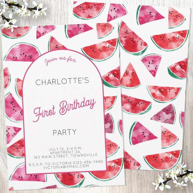 Watermelon First Birthday Party Invitation (Creator Uploaded)