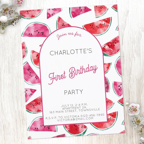 Watermelon First Birthday Party Postcard