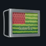 Watermelon Flag Belt Buckle<br><div class="desc">Red and green watermelon flag with stripes and seeds.</div>