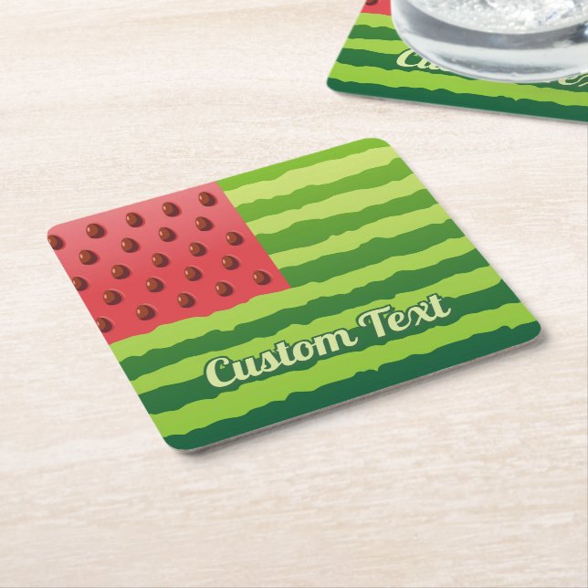 Watermelon Flag Paper Coaster (Angled)