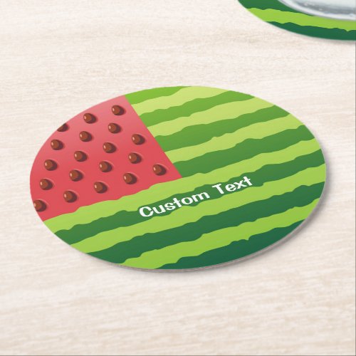 Watermelon Flag Round Paper Coaster