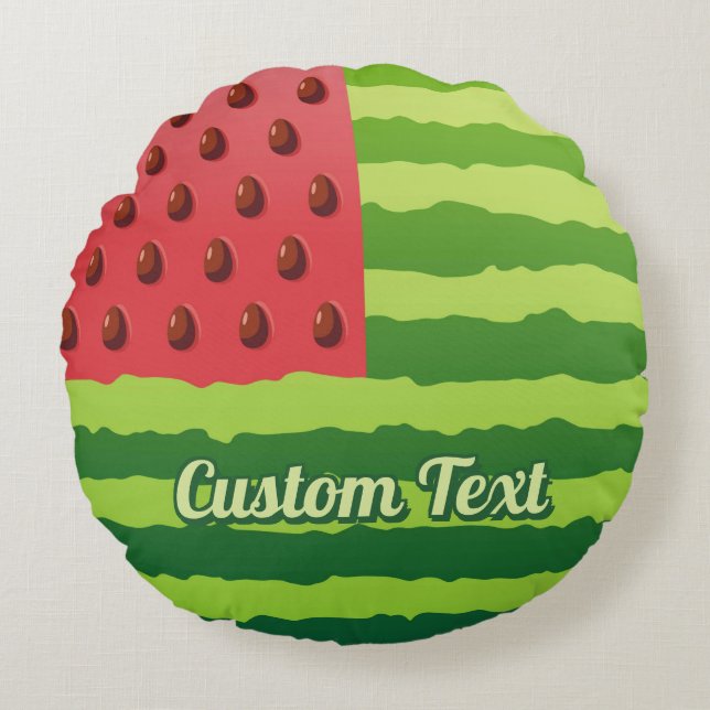 Watermelon Flag Round Pillow (Front)