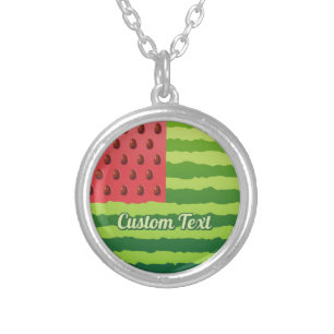 Watermelon Flag Silver Plated Necklace