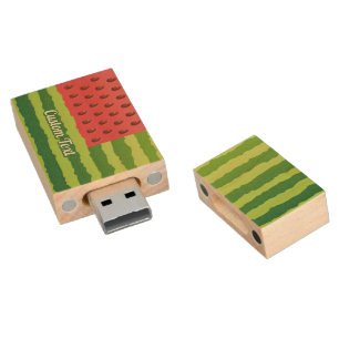 Watermelon Flag Wood Flash Drive