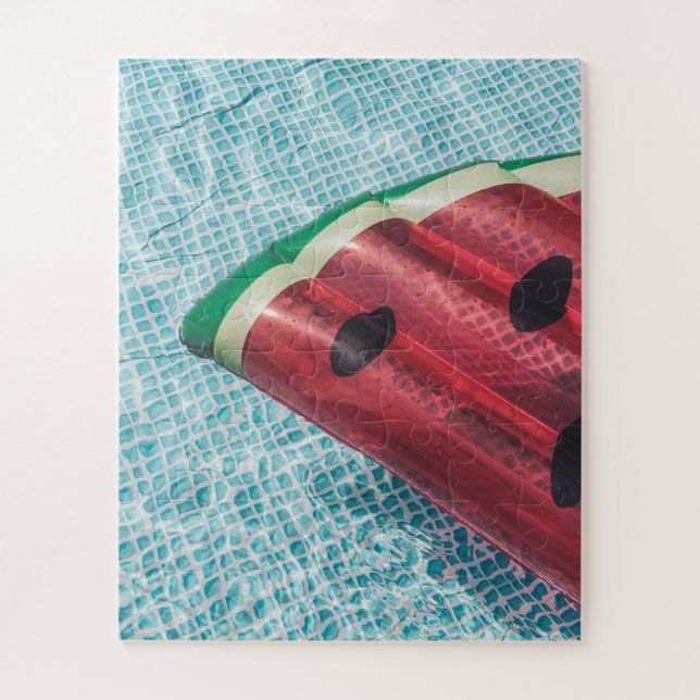 Watermelon Float in Swimming Pool Jigsaw Puzzle (Vertical)