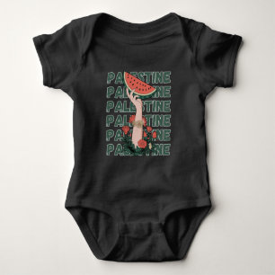 watermelon, flowers, and free palestine Repeat Baby Bodysuit