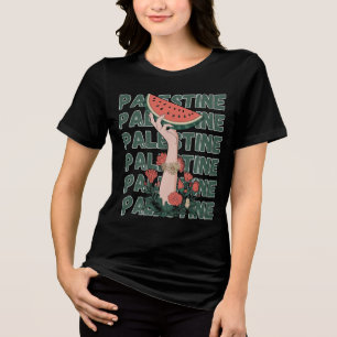 watermelon, flowers, and free palestine Repeat Tri-Blend Shirt