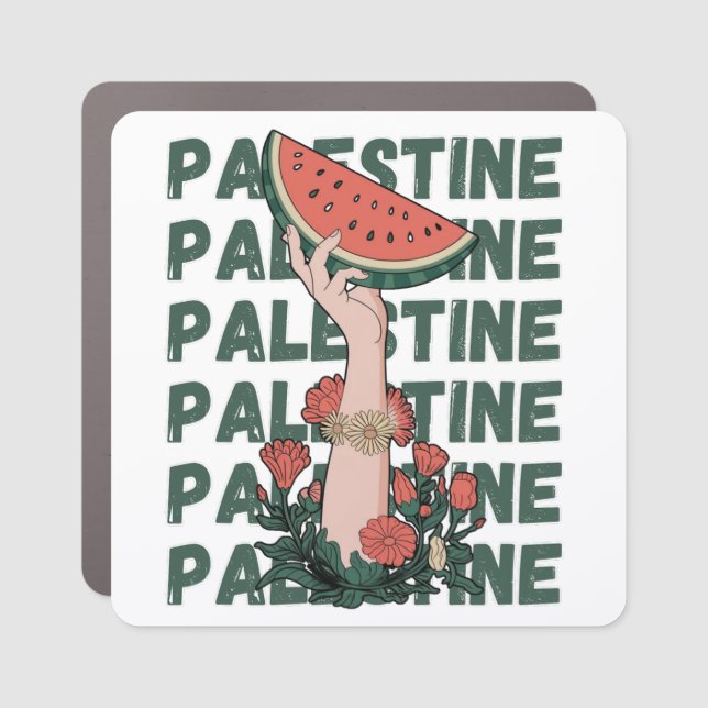 watermelon, flowers, and  palestine text Repeat  Car Magnet (Front)