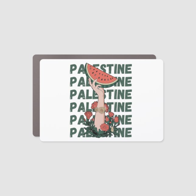 watermelon, flowers, and  palestine text Repeat  Car Magnet (Front)