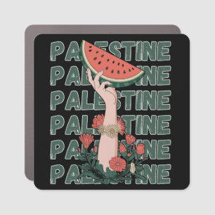 watermelon, flowers, and palestine text Repeat Car Magnet