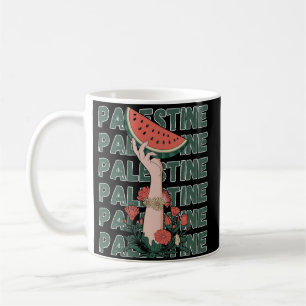 watermelon, flowers, and palestine text Repeat Coffee Mug