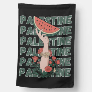 watermelon, flowers, and  palestine text Repeat  House Flag