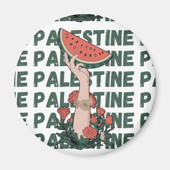watermelon, flowers, and  palestine text Repeat  Magnet (Front)