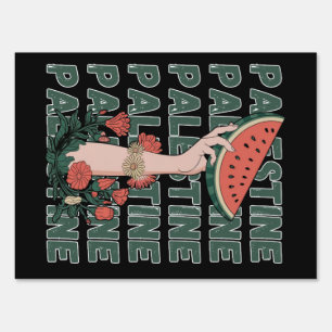watermelon, flowers, and palestine text Repeat Sign