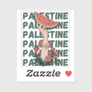 watermelon, flowers, and  palestine text Repeat  Sticker