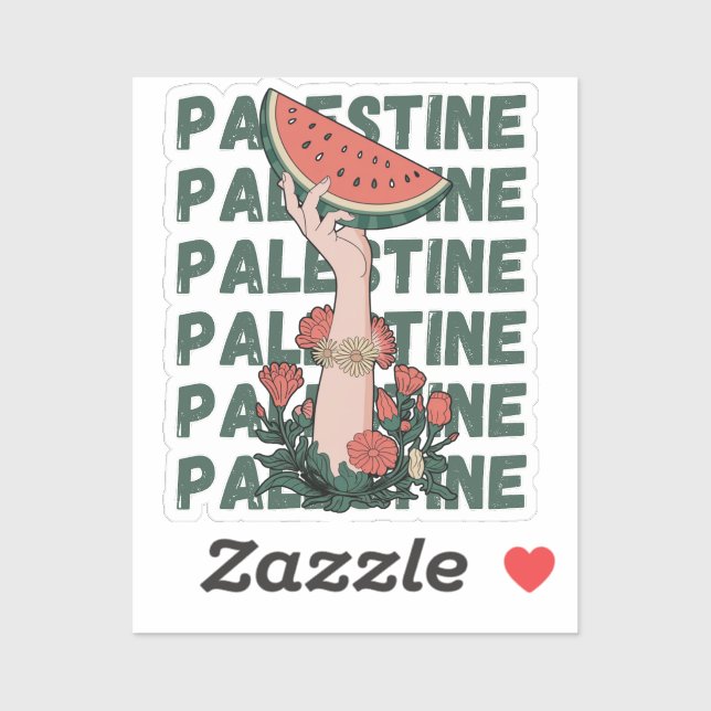 watermelon, flowers, and  palestine text Repeat  Sticker (Sheet)