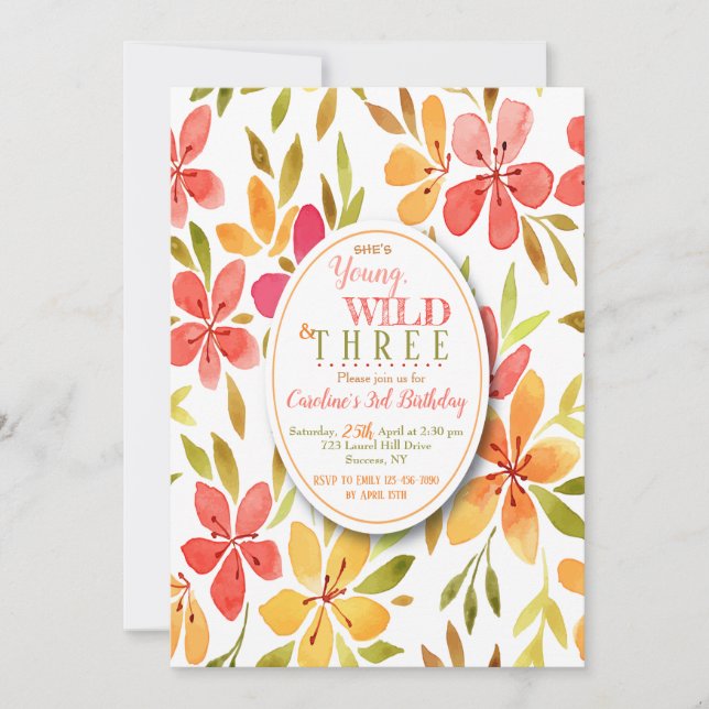 Watermelon Flowers Invitation (Front)