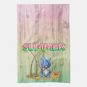 Bee Sunflower Kitchen Towels, Summer Gnome Dish Towels Watermelon