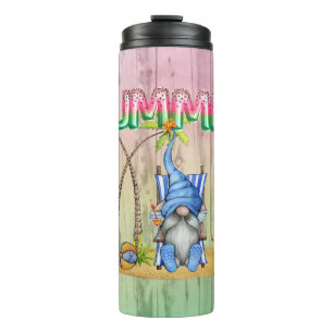 Watermelon Foil Balloons And Beach Gnome With Palm Thermal Tumbler