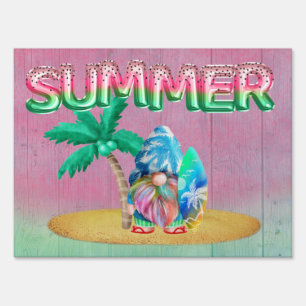 Watermelon Foil Balloons And Tie Dye Beach Surfing Sign