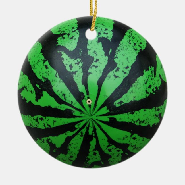 Watermelon Football / Soccer Ball Ceramic Ornament (Front)
