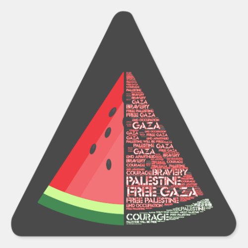 Watermelon Free Gaza Free Palestine Cloud Word Triangle Sticker