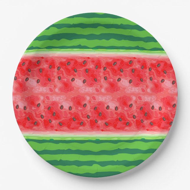 Watermelon fresh summer fruit paper plates (Front)