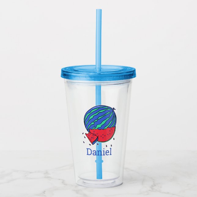 Watermelon Fruit and Personalized Acrylic Tumbler (Front)