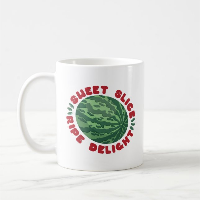 WATERMELON FRUIT FLAT SWEET SLICE RIPE DELIGHT COFFEE MUG (Left)