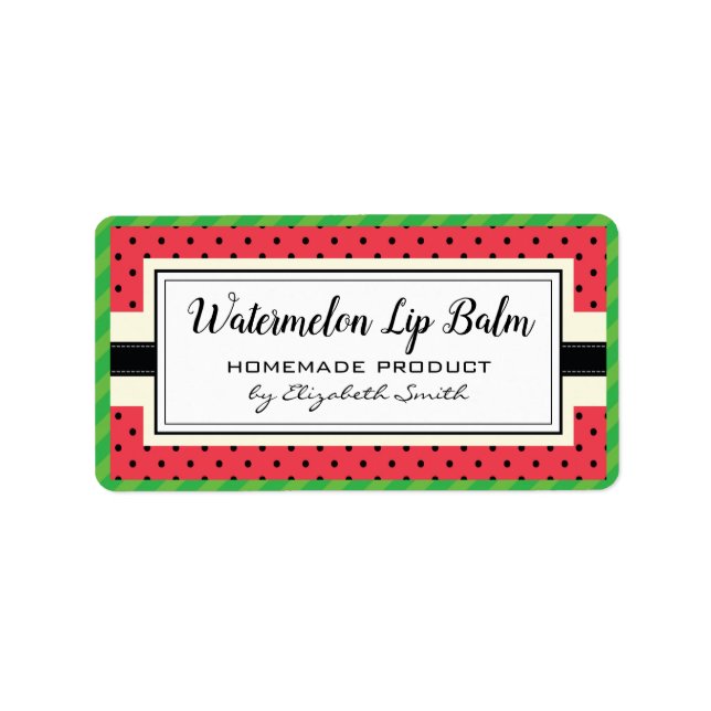 Watermelon fruit flavor homemade lip balm label (Front)