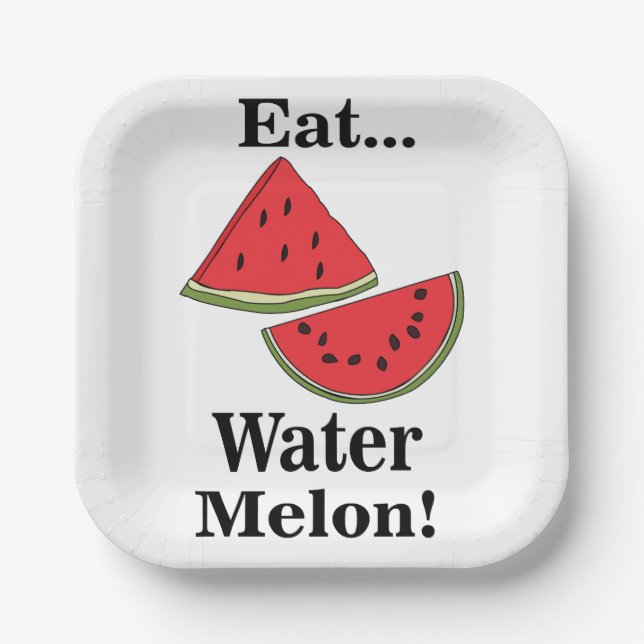 Watermelon Fruit Funny Tropical Summer Party Paper Plates (Front)