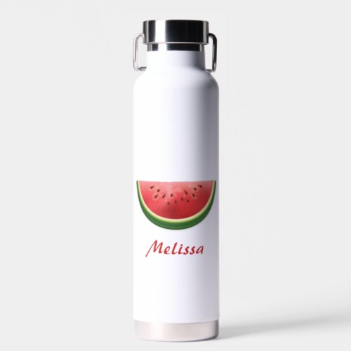 Watermelon Fruit Illustration With Custom Name Water Bottle