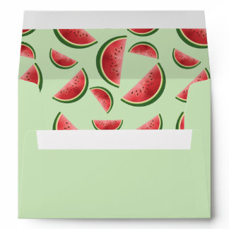 Watermelon Fruit Pattern On Green Envelope