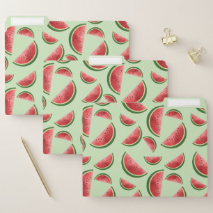 Watermelon Fruit Pattern On Green File Folder