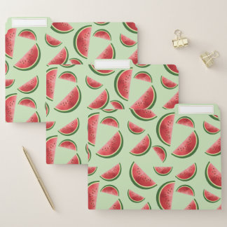 Watermelon Fruit Pattern On Green File Folder