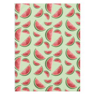 Watermelon Fruit Pattern On Green Tablecloth