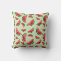 Watermelon Fruit Pattern On Green