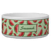 Watermelon Fruit Pattern On Green With Custom Name Bowl (Front)