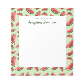 Watermelon Fruit Pattern On Green With Custom Text Notepad